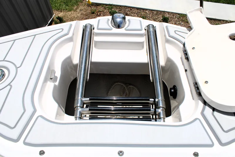 Slide: The Image of 2021 Regal 26 OBX boat ladder and storage compartment detail. - 35