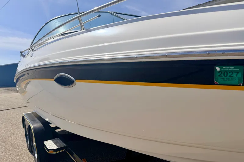 Slide: The Image of 2000 Chaparral 235 SSi boat on trailer, Wisconsin registration, sunny day. - 6