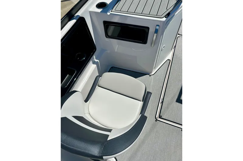 Slide: The Image of 2024 Yamaha Boats SX195 interior seating with modern design and sleek finishes. - 19