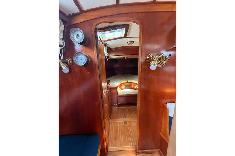 Slide: The Image of Interior of 1986 Little Harbor LH46 yacht with wooden finish and cozy cabin. - 66