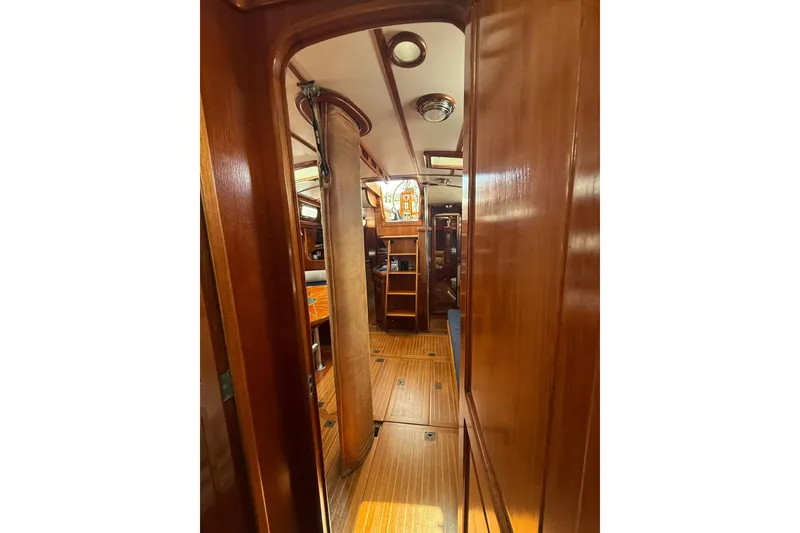 Slide: The Image of Interior view of 1986 Little Harbor LH46 yacht with wooden finishes and cozy cabin. - 71