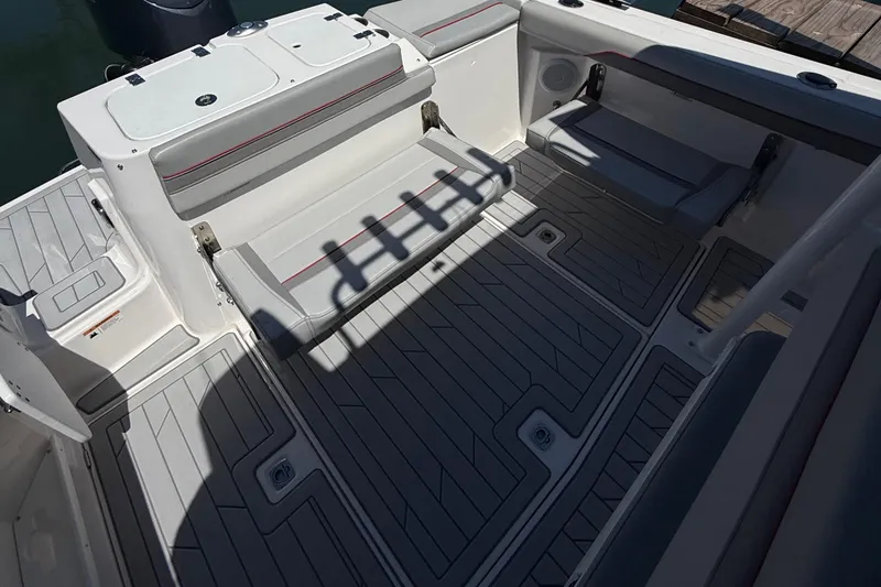 Slide: The Image of 2024 Solara S-250 CW boat interior with seating and deck details. - 11