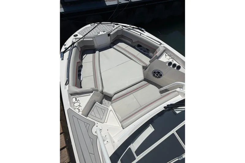 Slide: The Image of 2024 Solara S-250 CW boat interior with spacious seating and modern design. - 22