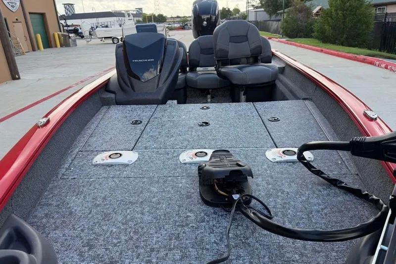 Slide: The Image of 2026 Tracker Pro Team 175 Crappie Edition boat interior with seating and equipment. - 13