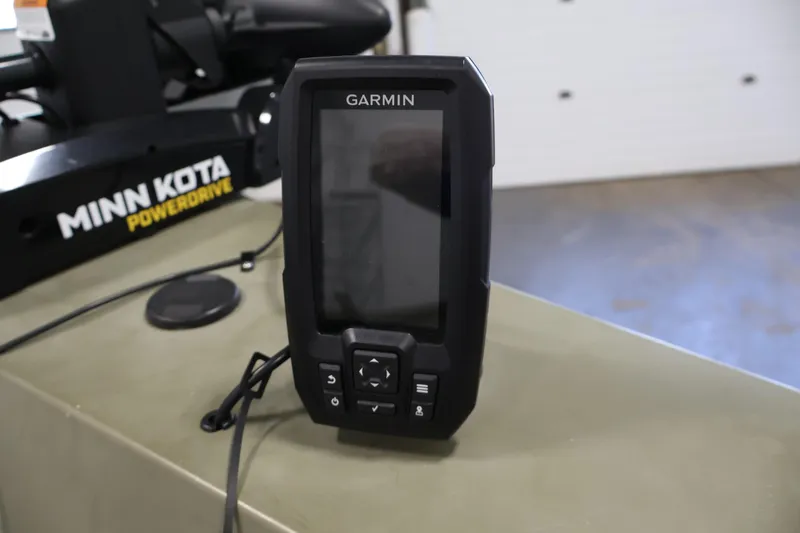 Slide: The Image of Garmin device on 2014 Lowe Roughneck 1756 boat with Minn Kota PowerDrive motor. - 13