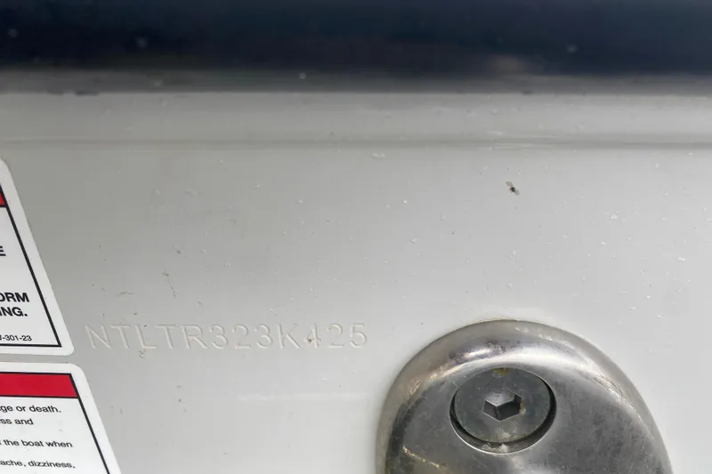 Slide: The Image of Close-up of Grady-White Freedom 307 boat hull with serial number, 2025 model. - 26