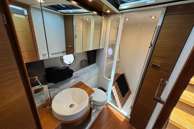 Slide: The Image of Luxurious bathroom interior of 2017 Tiara Yachts F53 Flybridge with modern fixtures. - 51