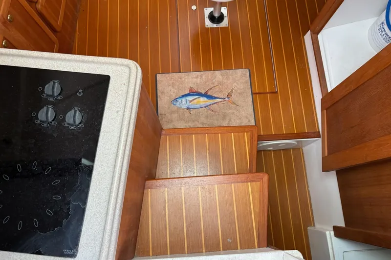 Slide: The Image of Interior of 2008 Stamas 370 Express with wooden flooring and fish-themed mat. - 4