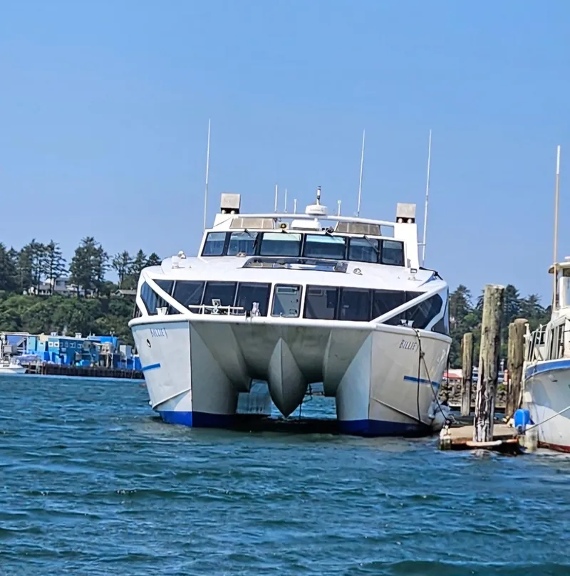 Slide: The Image of High-speed passenger ferry docked, Custom model, 2008, clear blue sky, waterfront setting. - 24