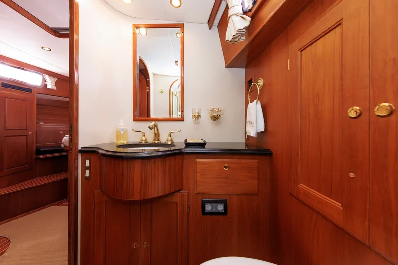 Slide: The Image of Luxurious wooden bathroom interior of 2008 Alden 52 Salon Express yacht. - 34