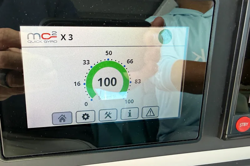 Slide: The Image of Display screen of 2021 Axopar Brabus 28 Cabin showing MC² Quick Gyro settings. - 48