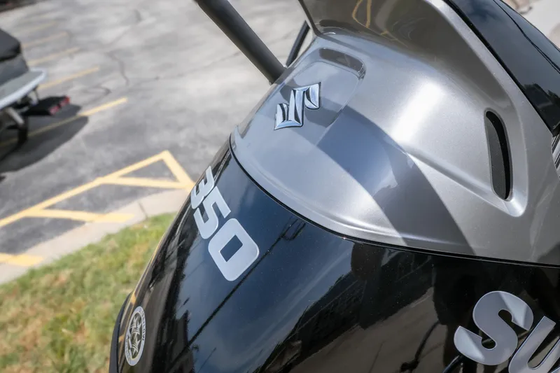 Slide: The Image of Outboard motor on JC Sporttoon 26TT, 2026 model, featuring sleek design and "350" marking. - 13