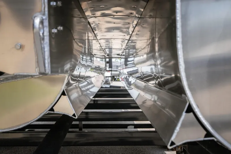 Slide: The Image of Underneath view of 2026 JC Sporttoon 26TT pontoon boat, showcasing aluminum structure. - 33