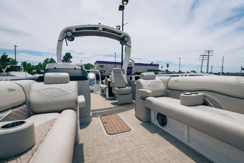 Slide: The Image of Luxurious interior of 2026 JC Sporttoon 26TT pontoon boat with plush seating. - 17