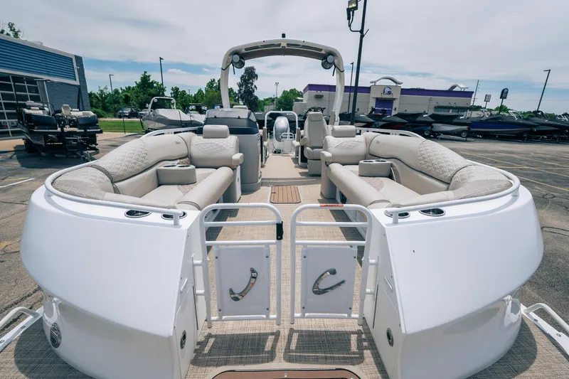 Slide: The Image of 2026 JC Sporttoon 26TT pontoon boat with luxurious seating and modern design. - 20