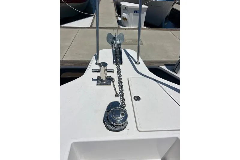 Slide: The Image of 2024 Bluewhale 3600 WA boat deck with anchor chain and winch system. - 23