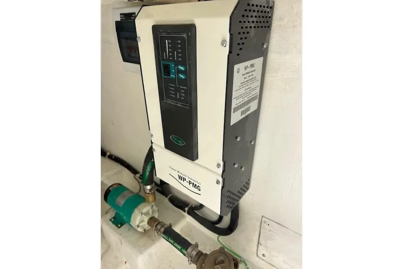 Slide: The Image of Electrical control panel in a 2024 Bluewhale 3600 WA boat, featuring WP-PMG system. - 30