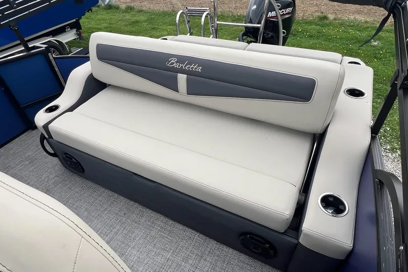 Slide: The Image of 2023 Barletta C22 boat seat with cup holders and sleek design. - 17
