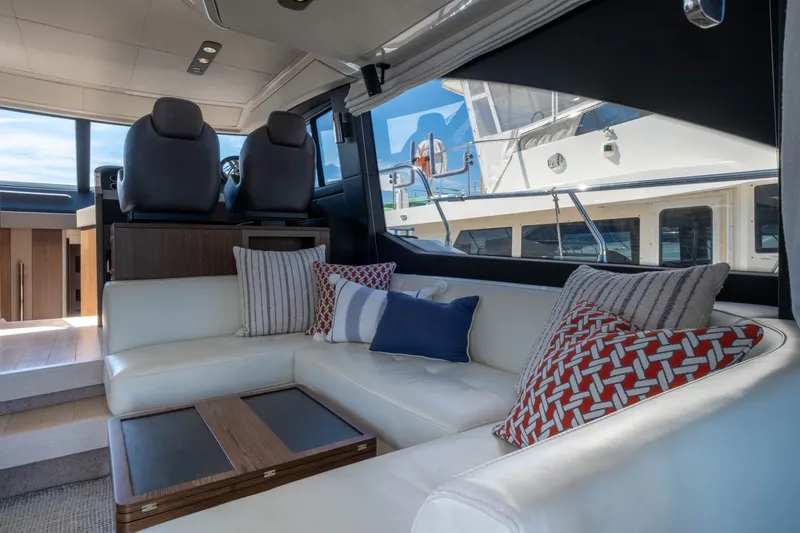 Slide: The Image of Interior of a 2018 Azimut 50 Fly yacht with stylish cushions. - 37
