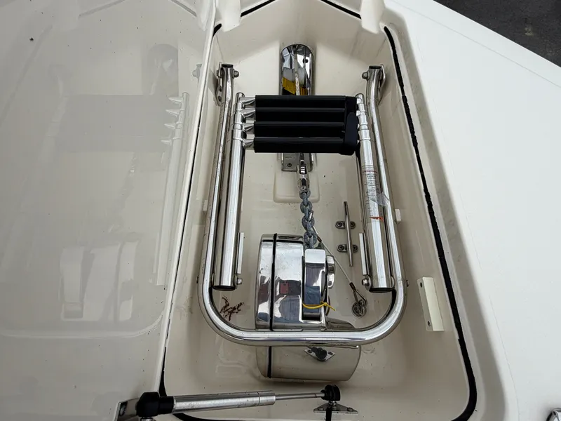 Slide: The Image of Anchor compartment of a 2017 Scout 255 Dorado boat with stainless steel fittings. - 21