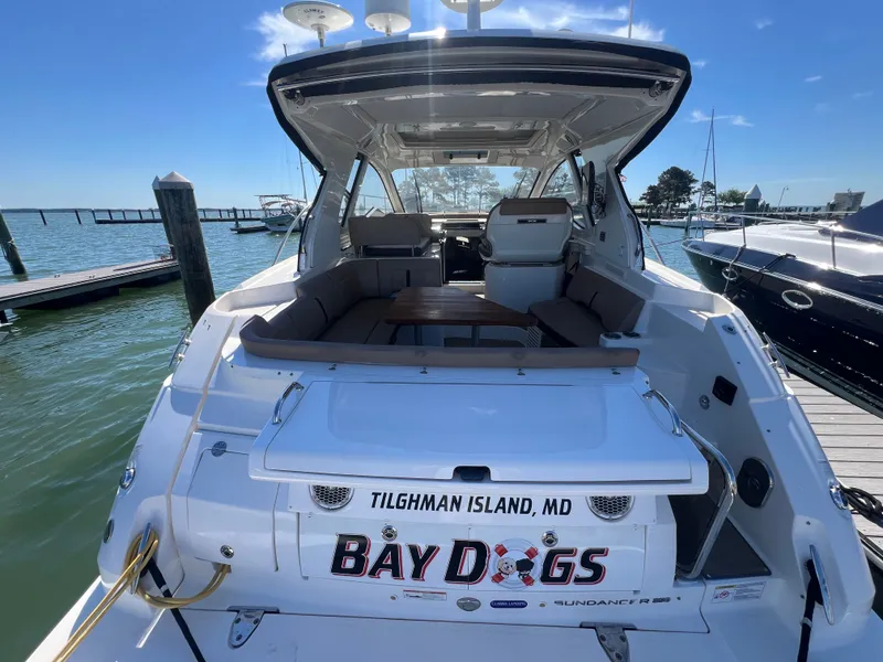 Slide: The Image of 2018 Sea Ray Sundancer 350 Coupe docked at Tilghman Island. - 10
