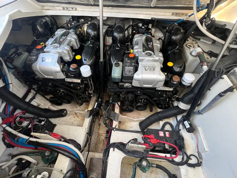 Slide: The Image of Engine room of 2018 Sea Ray Sundancer 350 Coupe with V8 engines. - 3