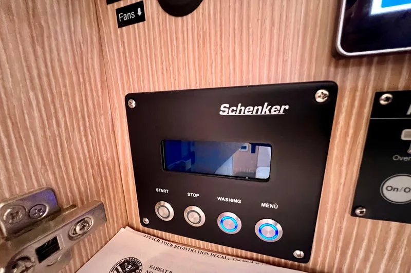 Slide: The Image of Control panel on 2016 Hanse 455 yacht with Schenker display and buttons. - 110