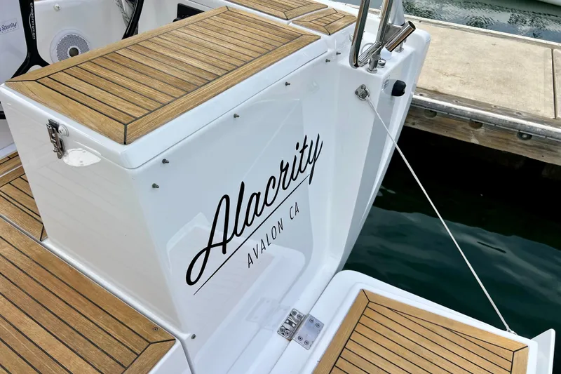 Slide: The Image of Stern view of 2016 Hanse 455 yacht "Alacrity" docked in Avalon, CA. - 65