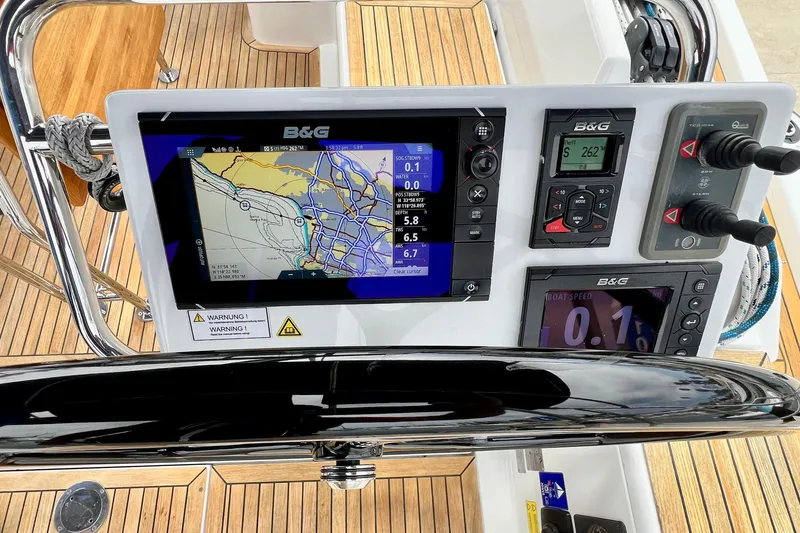 Slide: The Image of Cockpit navigation system of 2016 Hanse 455 yacht with B&G electronics. - 76