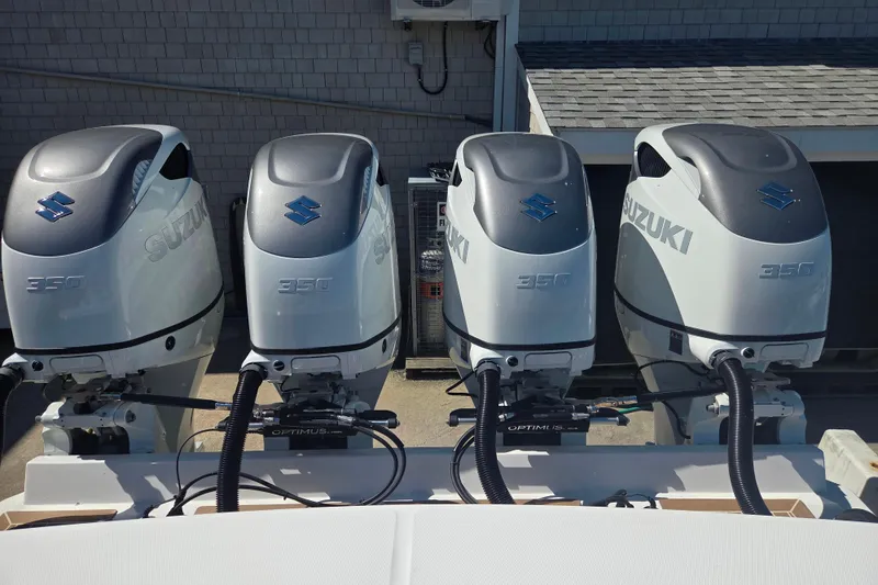 Slide: The Image of Four Suzuki 350 outboard engines on a 2016 Regulator 41 boat. - 20