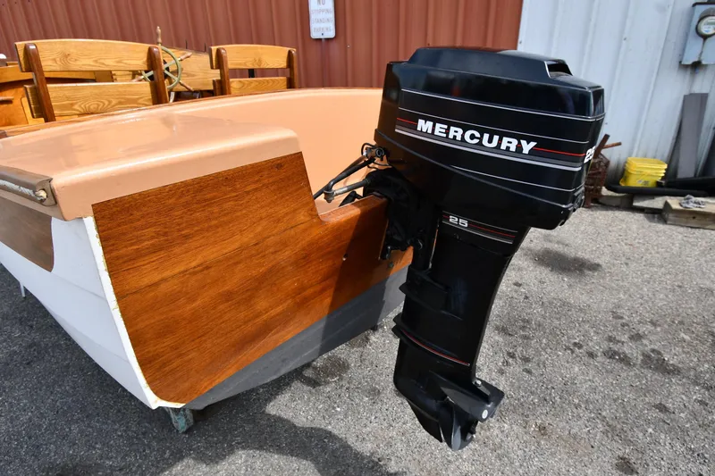 Slide: The Image of 2003 Great Lakes 16 Skiff with Mercury 25 outboard motor, parked on concrete. - 5