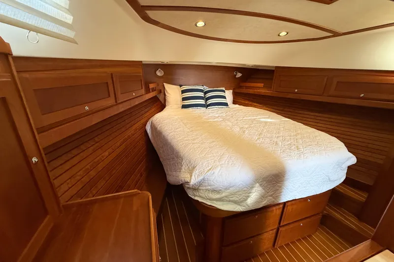 Slide: The Image of Luxurious cabin interior of 2017 Sabre 38 Salon Express yacht with wooden finish. - 56