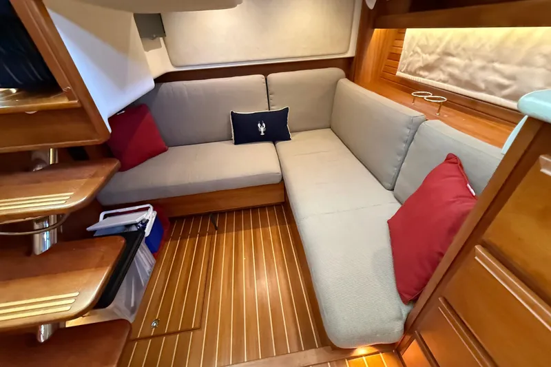 Slide: The Image of Interior of 2017 Sabre 38 Salon Express with cozy seating and wooden flooring. - 67