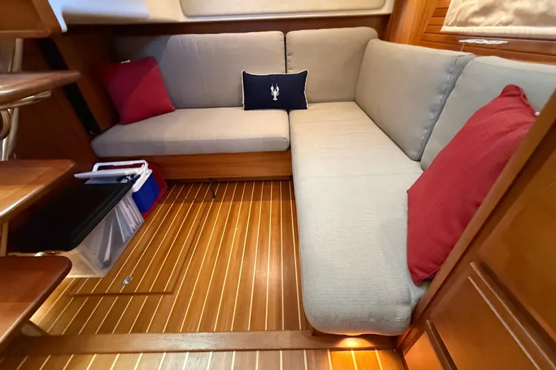 Slide: The Image of Interior of 2017 Sabre 38 Salon Express with cozy seating and wooden flooring. - 70