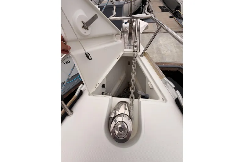 Slide: The Image of Anchor chain compartment on 2014 Jeanneau Sun Odyssey 50 DS sailboat. - 19