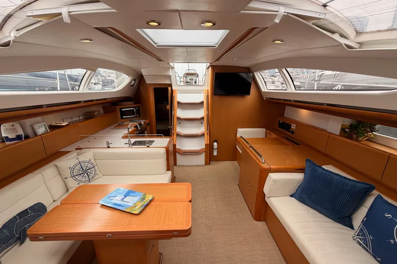 Slide: The Image of Luxurious interior of 2014 Jeanneau Sun Odyssey 50 DS yacht with modern amenities. - 70