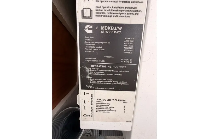 Slide: The Image of Control panel with service data and instructions for Jeanneau Sun Odyssey 50 DS, 2014 model. - 81