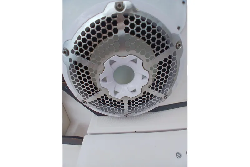 Slide: The Image of Close-up of a speaker grille on a 1996 Grady-White Advance 247 boat. - 15