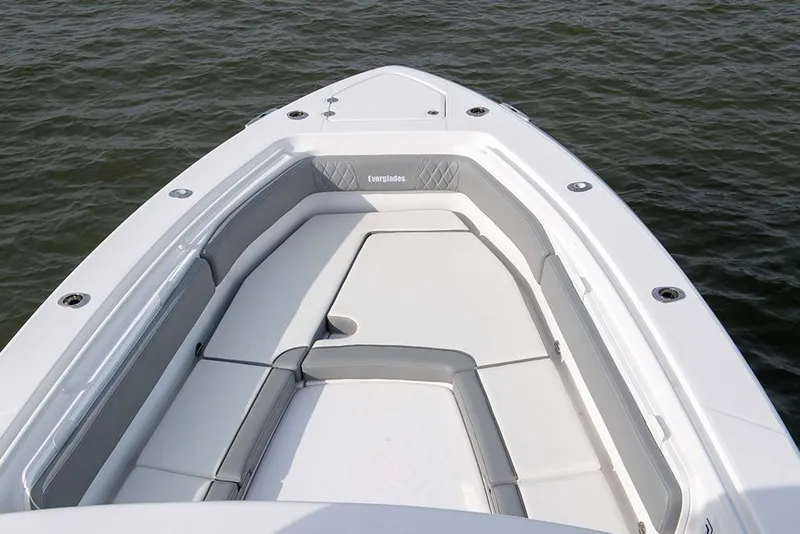 Slide: The Image of Manufacturer Provided Image: 2022 Everglades 365 Center Console boat bow seating area on water. - 29