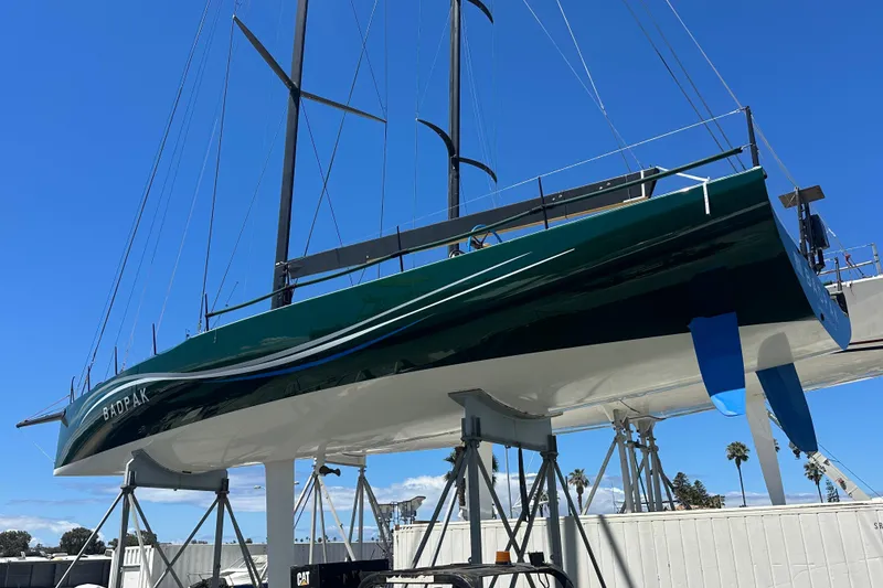 Slide: The Image of Sleek 2018 Botin 56 yacht on stands, vibrant blue sky background. - 13