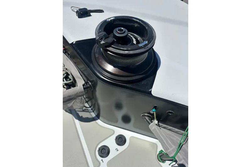 Slide: The Image of Close-up of a Botin 56 yacht winch system, 2018 model, on deck. - 24