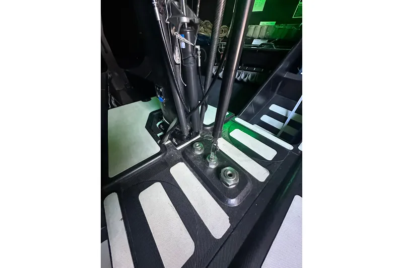 Slide: The Image of Interior view of a 2018 Botin 56 yacht, showcasing detailed rigging components. - 27