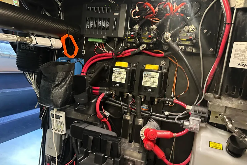 Slide: The Image of Electrical panel with wiring and components in a 2018 Botin 56 model. - 34