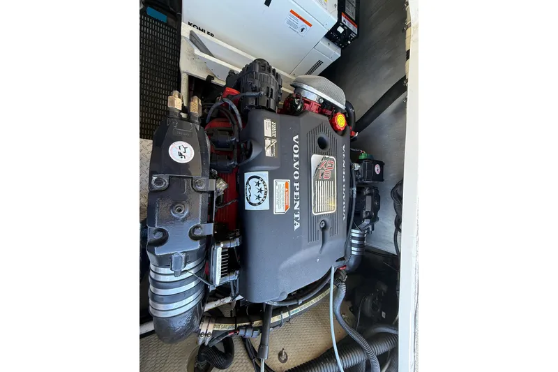 Slide: The Image of Engine compartment of a 2005 Regal Commodore 3560 IO with Volvo Penta engine. - 82