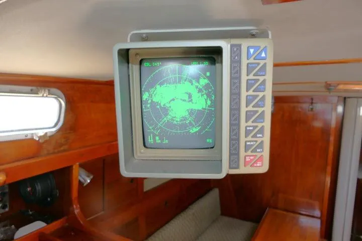 Slide: The Image of Vintage radar display inside a 1978 Tartan 37 sailboat cabin. - 23