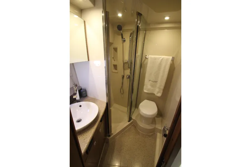Slide: The Image of Luxurious bathroom in 2014 Cruisers Yachts 45 Cantius, featuring shower and modern fixtures. - 44
