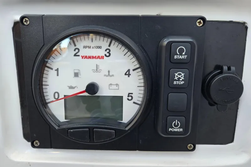 Slide: The Image of Yanmar engine control panel on a 1970 Hinckley Bermuda 40 sailboat. - 132
