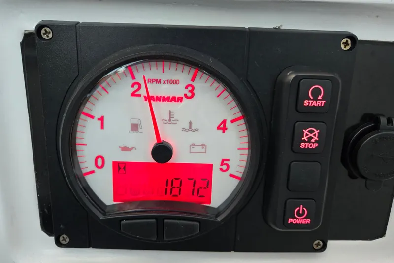 Slide: The Image of Yanmar engine control panel on a 1970 Hinckley Bermuda 40 sailboat. - 133