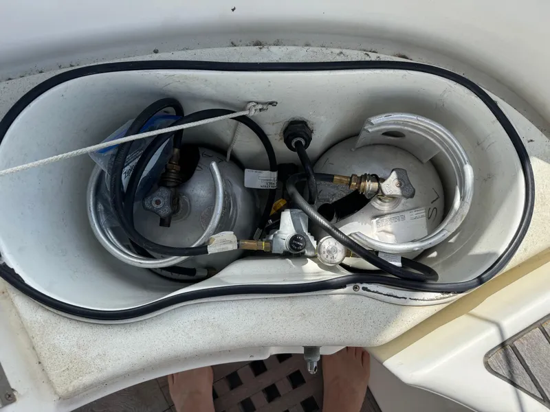 Slide: The Image of Propane storage compartment on a 1997 Beneteau Oceanis 461 sailboat. - 28