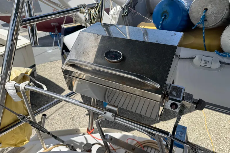 Slide: The Image of Stainless steel grill on 1997 Beneteau Oceanis 461 yacht deck. - 39